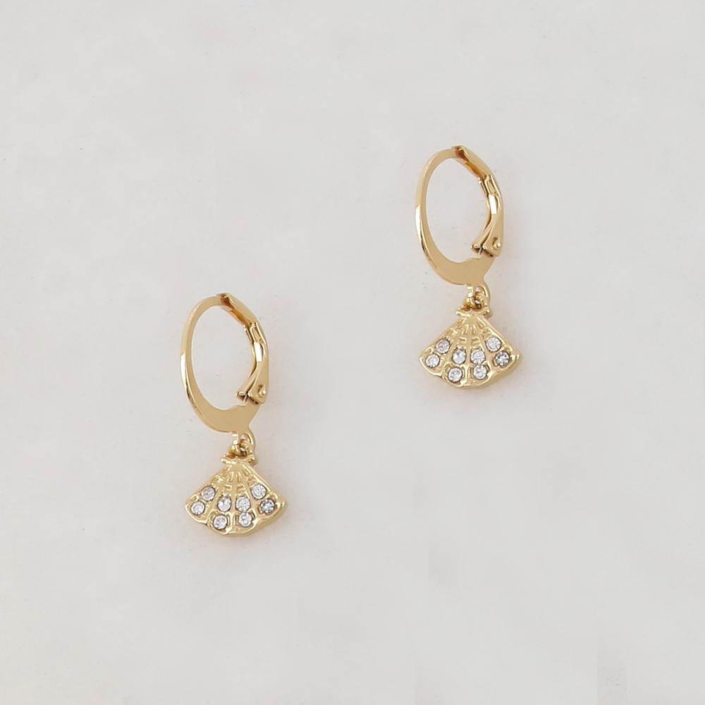 Créoles avec pendant géométrique et strass 1,2 x 2,2 CM.