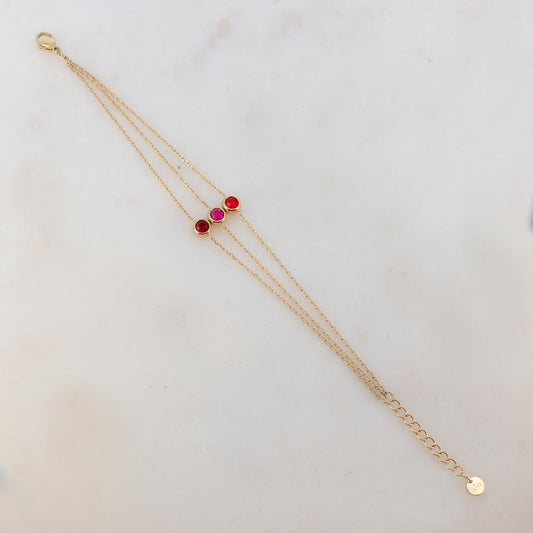 Bracelet trois rangs avec 3 strass