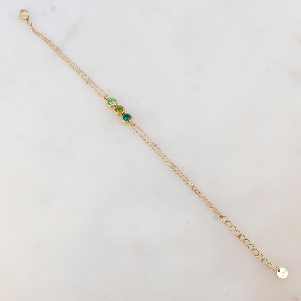 Bracelet deux rangs avec 3 strass