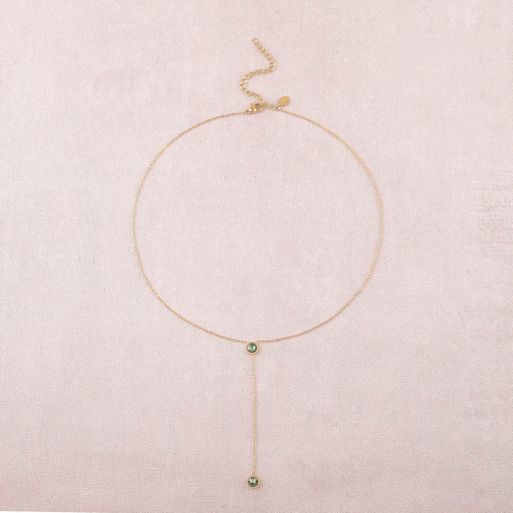 Collier Y - Orné de cristaux de Swarovski® - 40+7 cm - Longueur de chaîne pendante : 6 cm - Dimensions des cristaux : 5x5 mm - Erinite