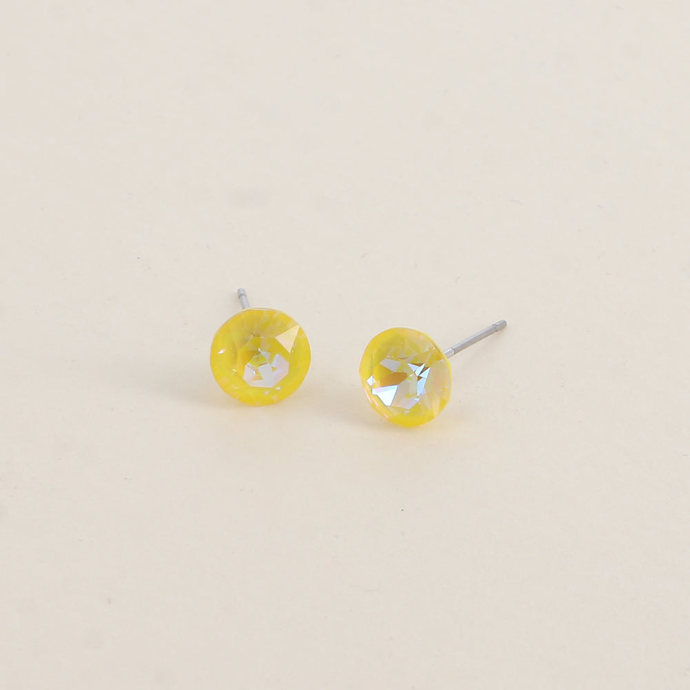Boucles puces argentées – Ornées de cristaux de Swarovski® SS39 - Dimensions de la boucle : 8x8 mm - Sunshine delite
