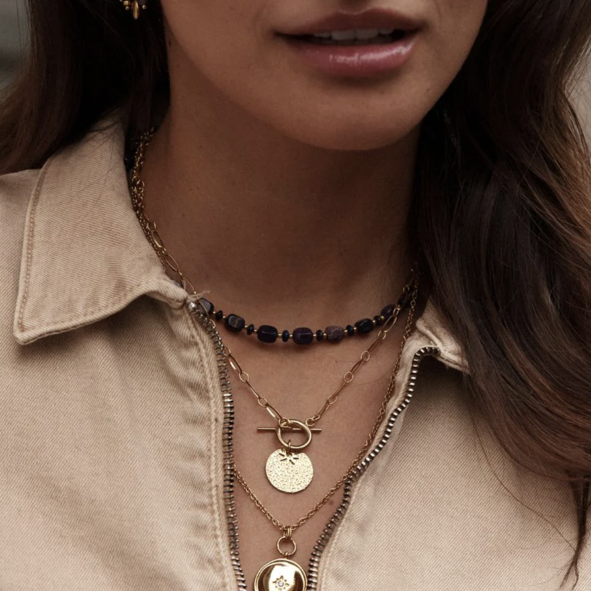 Collier avec pierres naturelles (39+7CM)