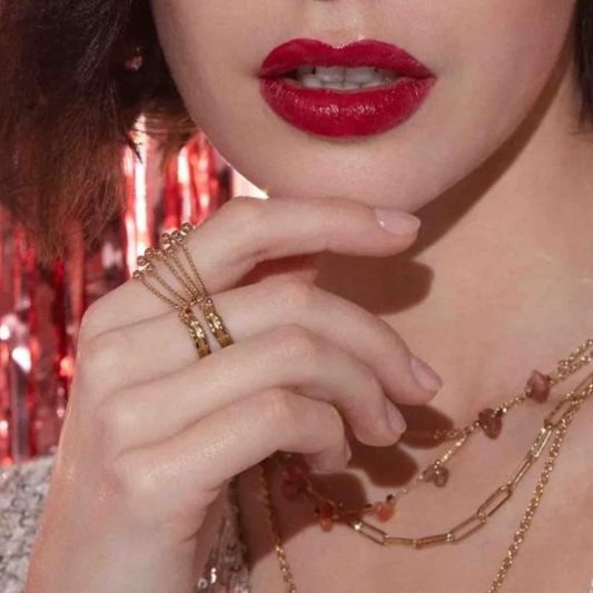 Bague 2 rangs avec strass