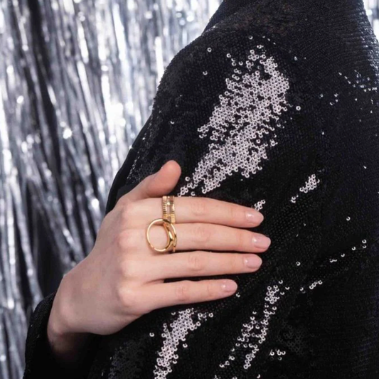 Bague 2 rangs avec strass