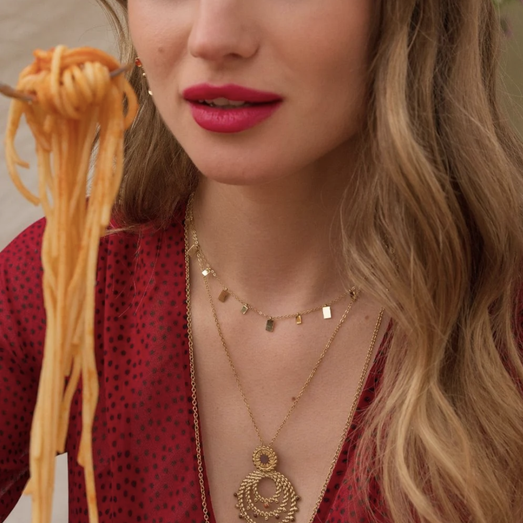 Collier avec pampilles rectangles (40+5CM)