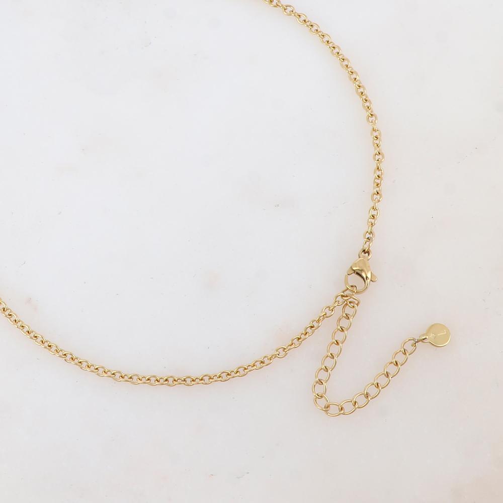 Sautoir avec pendentif feuillage, pierre naturelle (60+5CM)