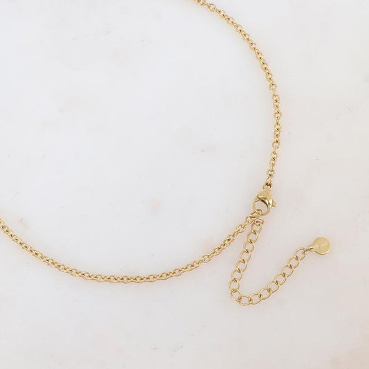 Sautoir avec pendentif feuillage, pierre naturelle (60+5CM)