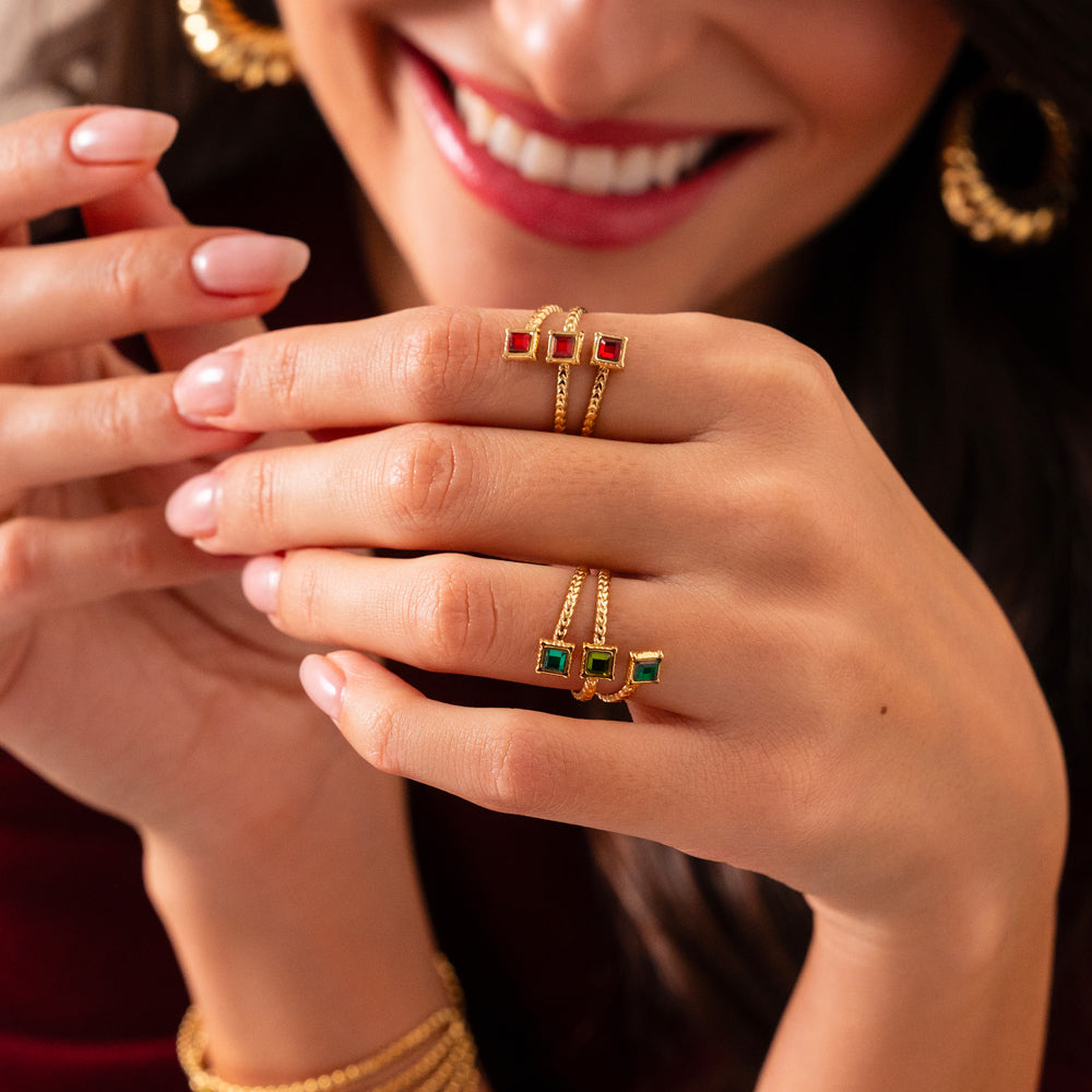 Bague trois rangs avec oxyde de zirconium