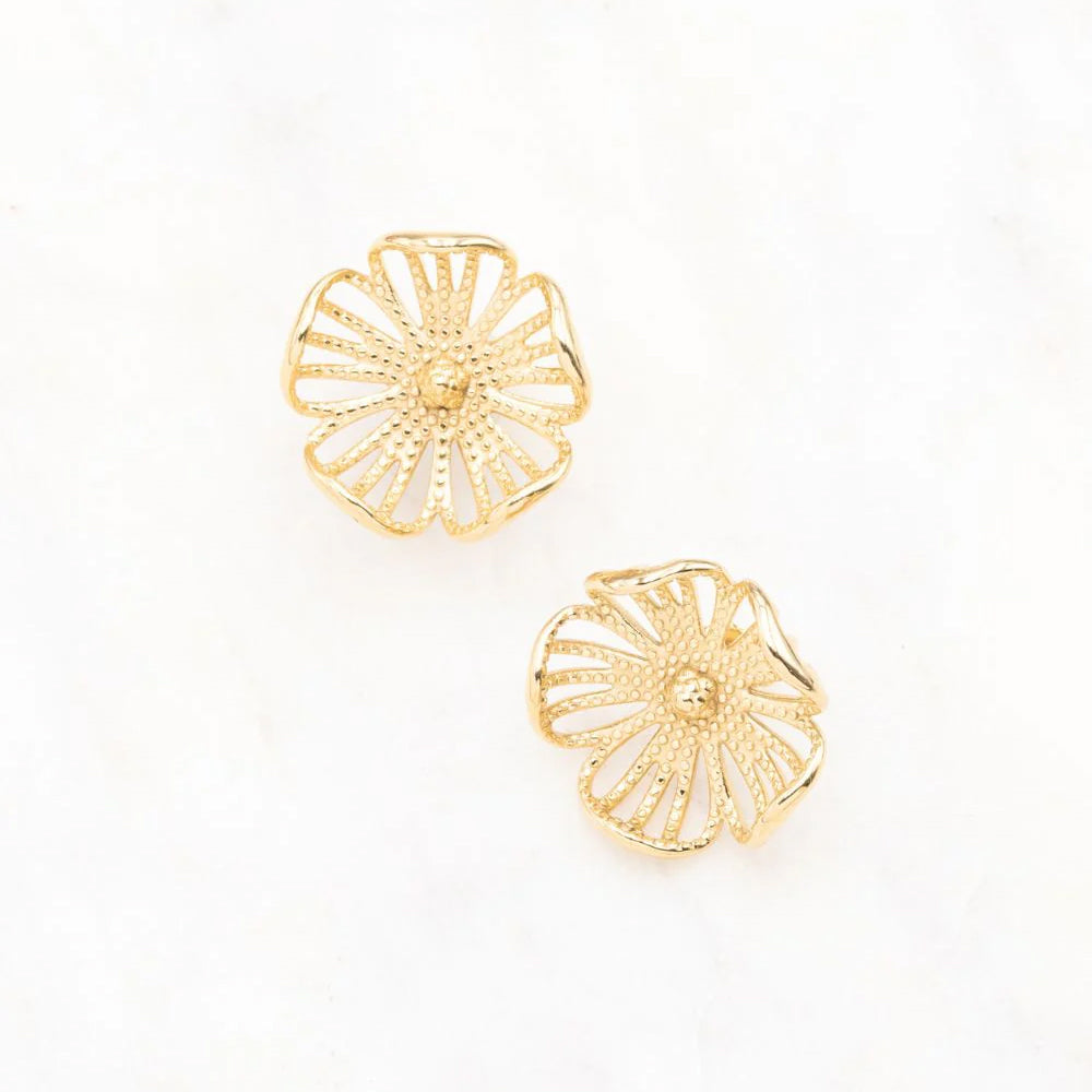 B.O à puce avec fleur ajourée 2,3 x 2,3 cm
