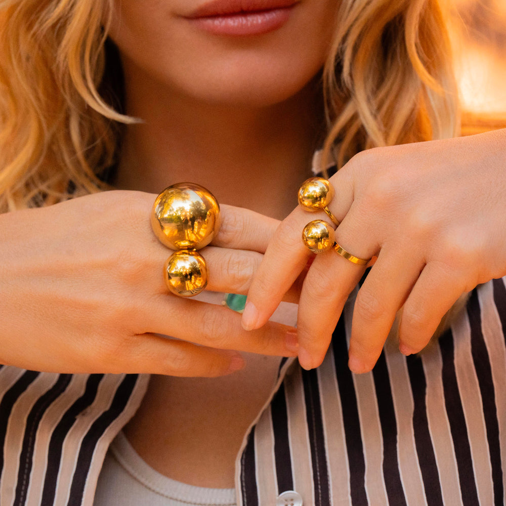 Bague avec boule effet miroir