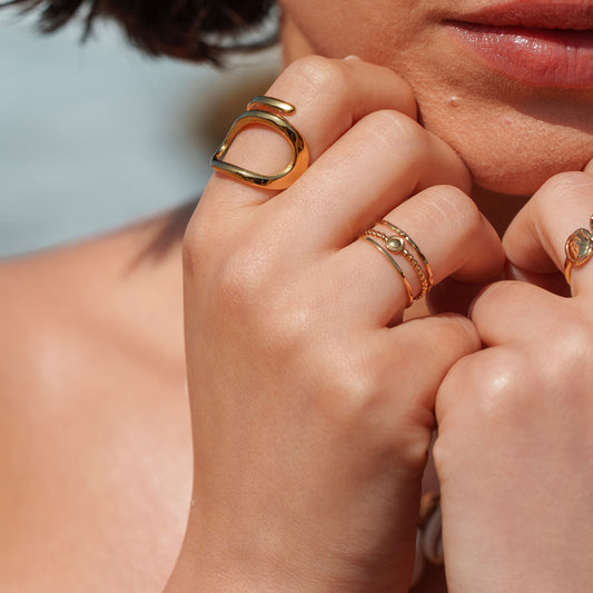 Bague 3 rangs aux motifs graphiques