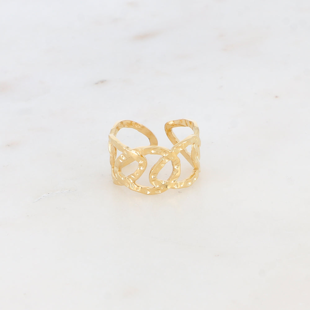 Bague en maille plate ajustable avec effet martelé