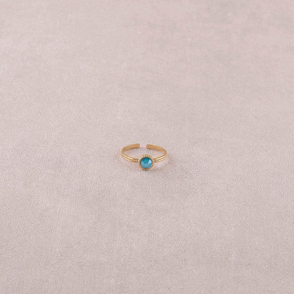 Bague fine ornée de cristaux de Swarovski® - Hauteur de la bague: 2 mm - Dimensions du cristal : 5x5 mm - Azure blue