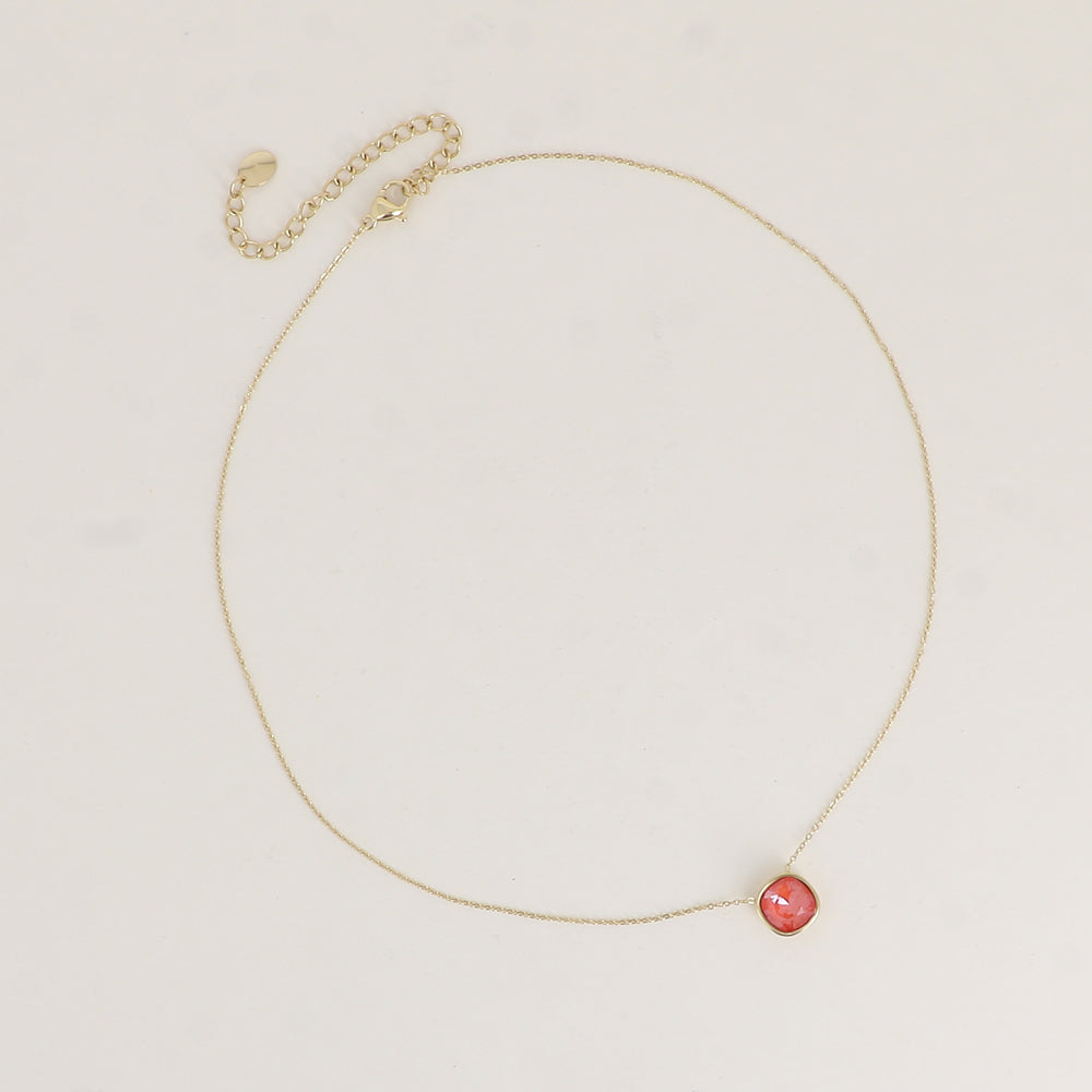 Collier orné de cristal de Swarovski® 8 mm - Longueur de chaîne : 39+5 cm - Diamètre du cristal : 8 mm - Orange ignite