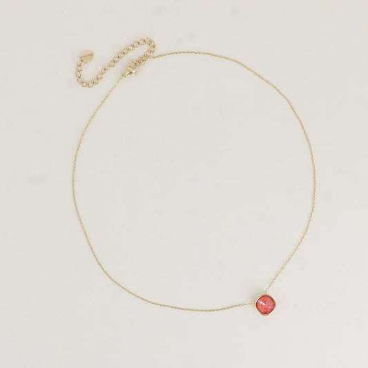 Collier orné de cristal de Swarovski® 8 mm - Longueur de chaîne : 39+5 cm - Diamètre du cristal : 8 mm - Orange ignite