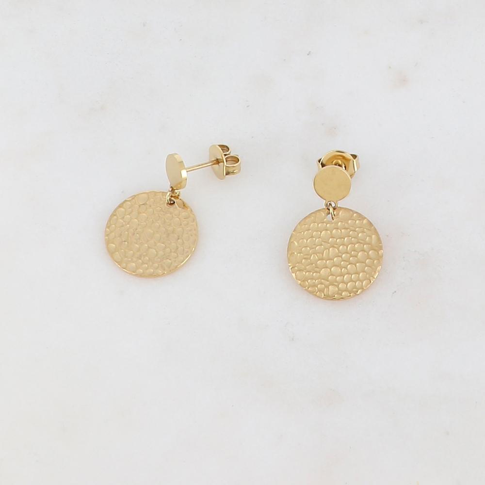 B.O à puce avec 2 pièces rondes : martelée et lisse 0,6 x 1,5 cm.