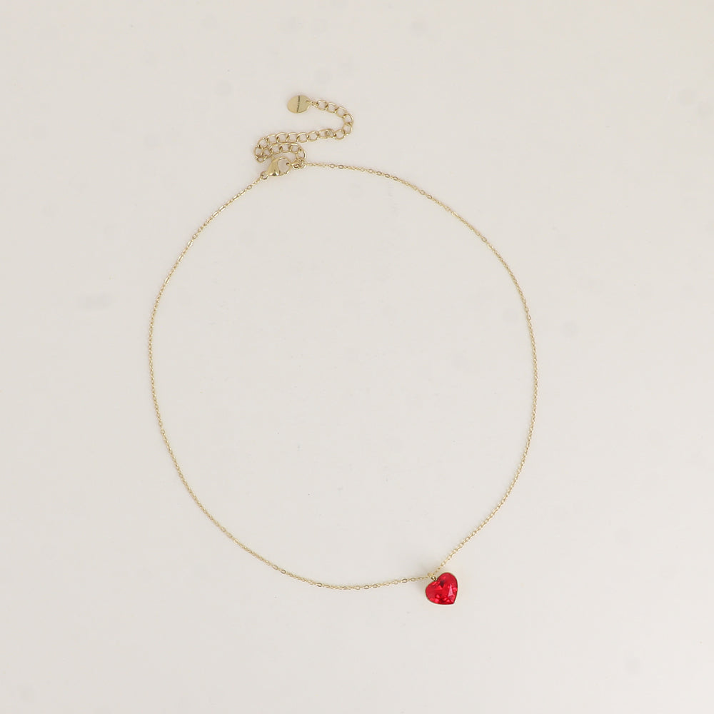 Collier avec cœur de 10mm en cristal de Swarovski® - 37+7 cm - Light Siam