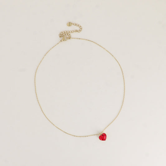 Collier avec cœur de 10mm en cristal de Swarovski® - 37+7 cm - Light Siam