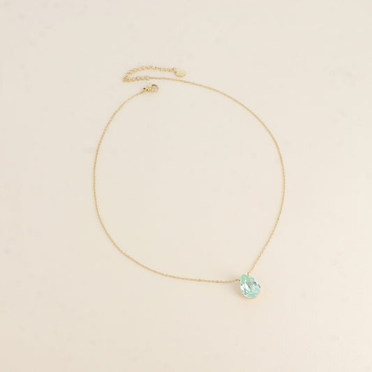 Collier - Pendentif cristal de Swarovski® en forme de goutte - Longueur du collier : 40+5 cm - Dimensions du cristal : 10x14 mm - Chrysolite