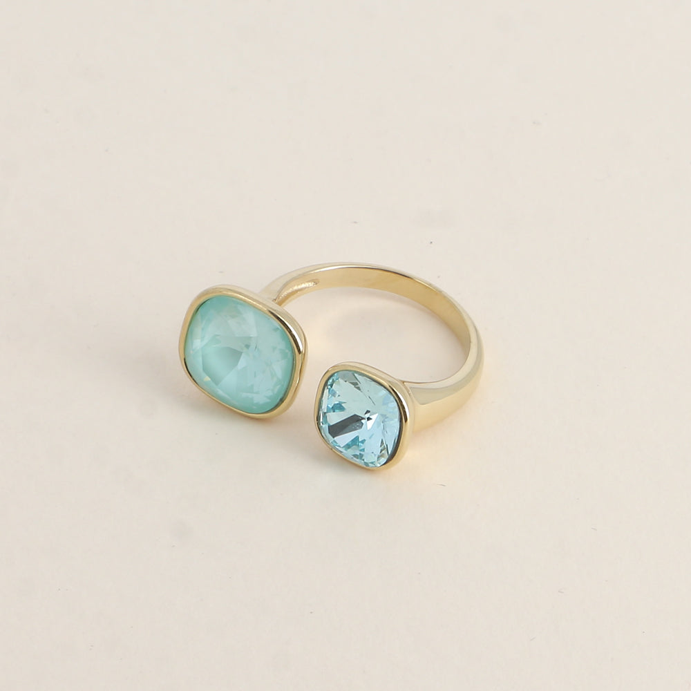Bague ouverte- Ornée de cristaux de Swarovski® 10 mm et 8 mm - Hauteur de la bague: 2 mm - Soft mint ignite