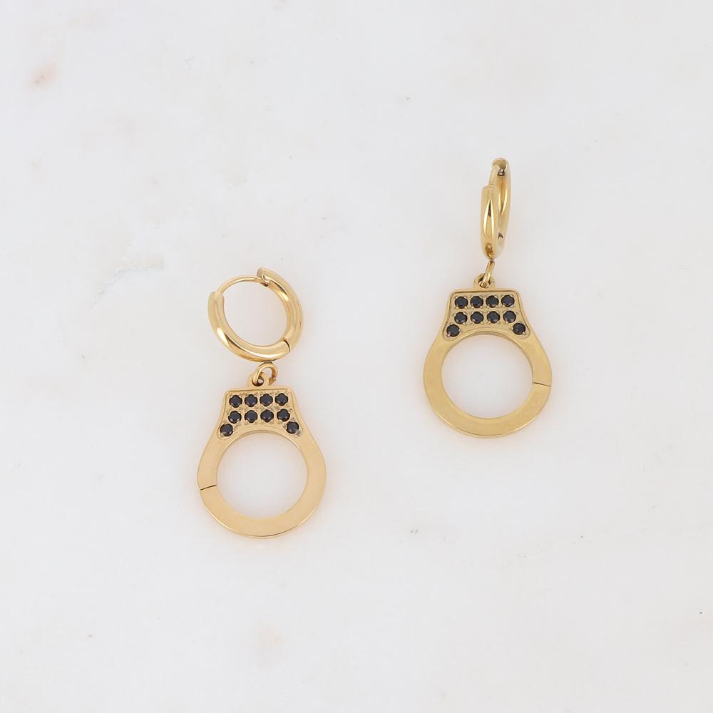 créoles avec pampille géométrique et strass 1,5x 3,3CM