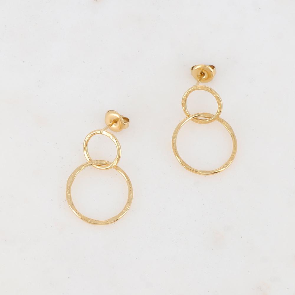Boucles d'oreilles doubles anneaux entrelacés
