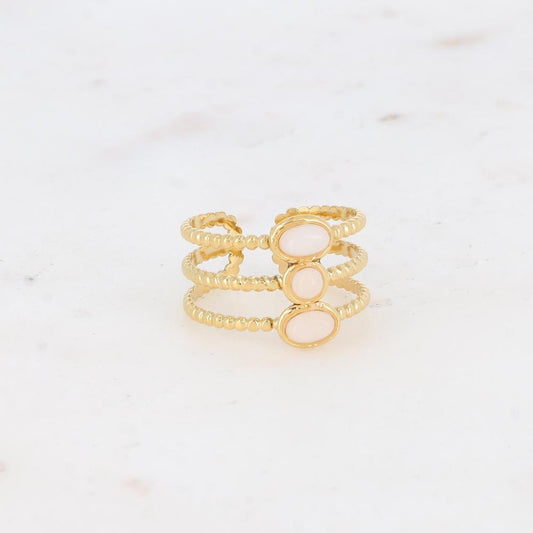 Bague triple rangs avec pierres naturelles - Agate