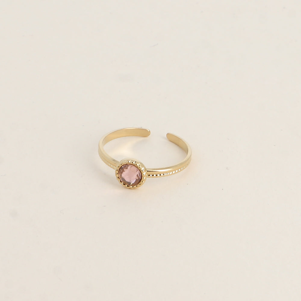 Bague fine ornée de cristaux de Swarovski® - Hauteur de la bague: 2 mm - Dimensions du cristal : 5x5 mm - Vintage rose