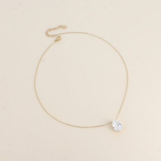 Collier - Pendentif cristal de Swarovski® en forme de goutte - Longueur du collier : 40+5 cm - Dimensions du cristal : 10x14 mm - Crystal