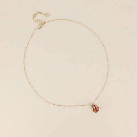 Collier - Pendentif cristal de Swarovski® en forme de goutte - Longueur du collier : 40+5 cm - Dimensions du cristal : 10x14 mm - Light Smoked topaz