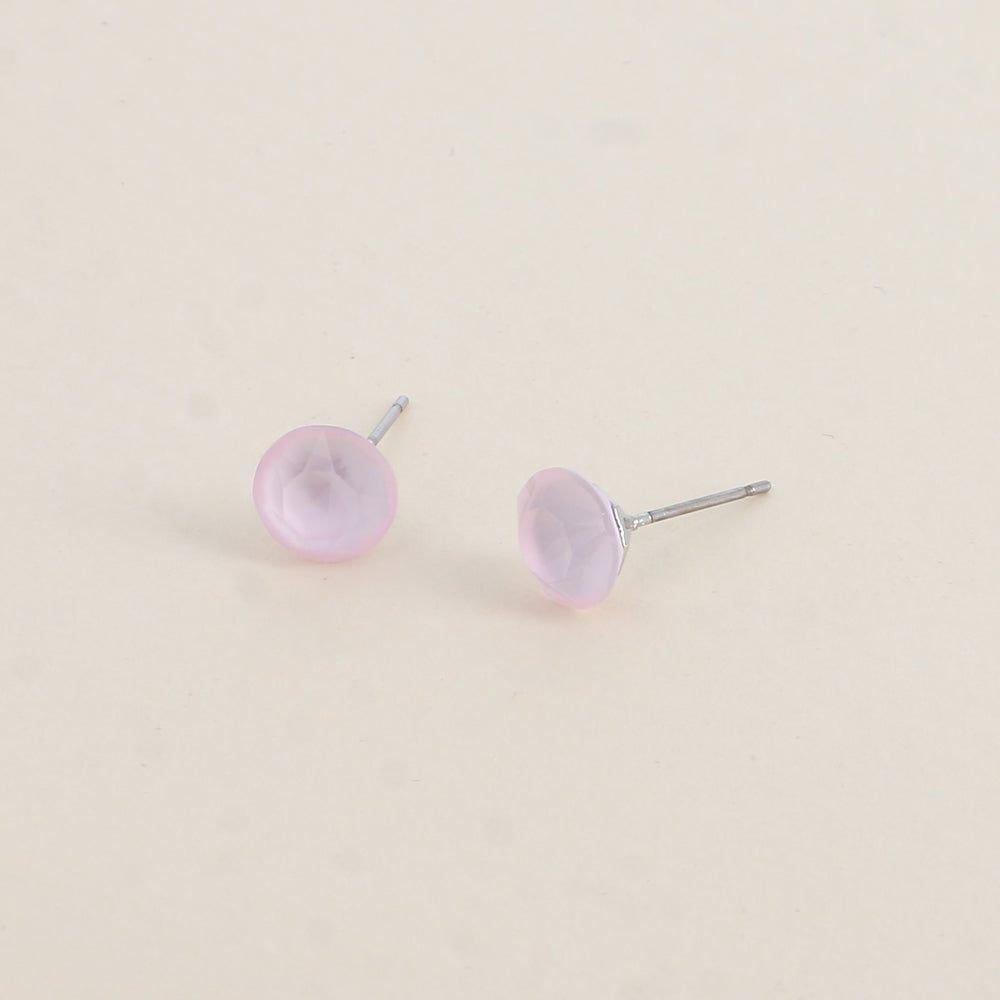 Boucles puces argentées – Ornées de cristaux de Swarovski® SS39 - Dimensions de la boucle : 8x8 mm - Powder rose