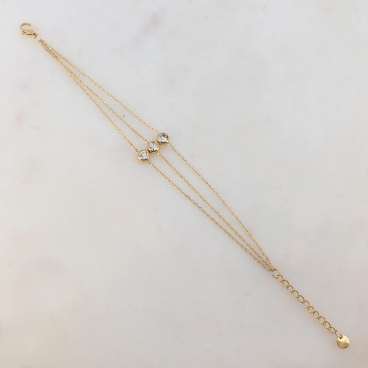 Bracelet trois rangs avec 3 strass