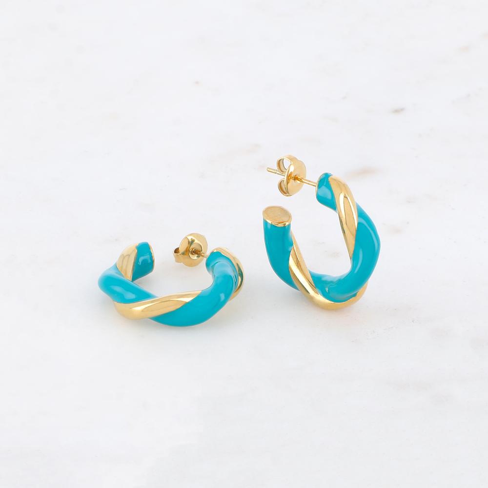 Créoles à puce torsadées émaillées (2.6CM)