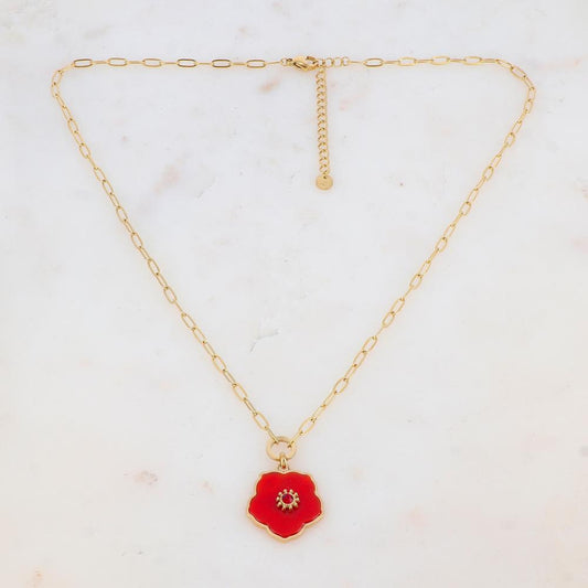 Collier en pendentif fleur en pierre naturelle, strass (45+5CM)