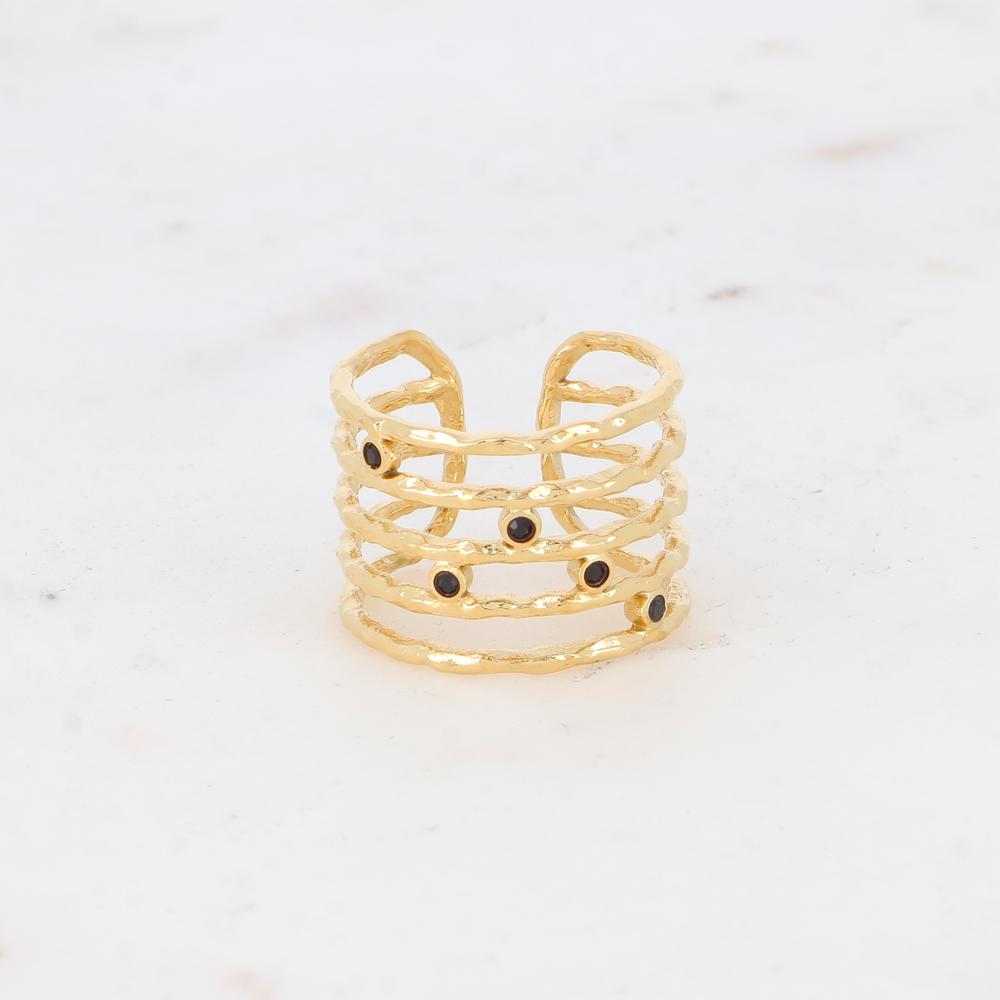 Bague 5 rangs avec zircons