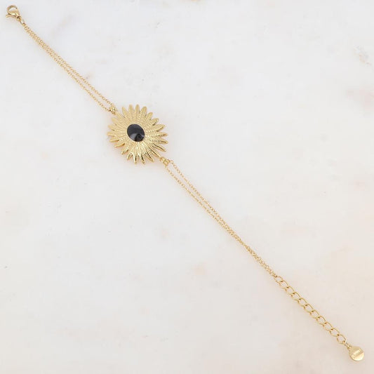 Bracelet deux rangs avec feuillage émaillé