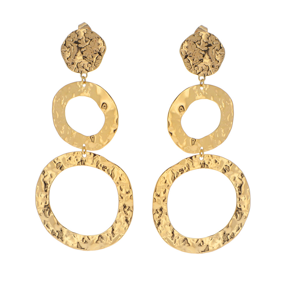 Boucles d'oreilles à puce trio effet martelé