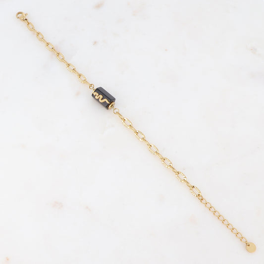 Bracelet en maille avec pierre naturelle et serpent - Onyx