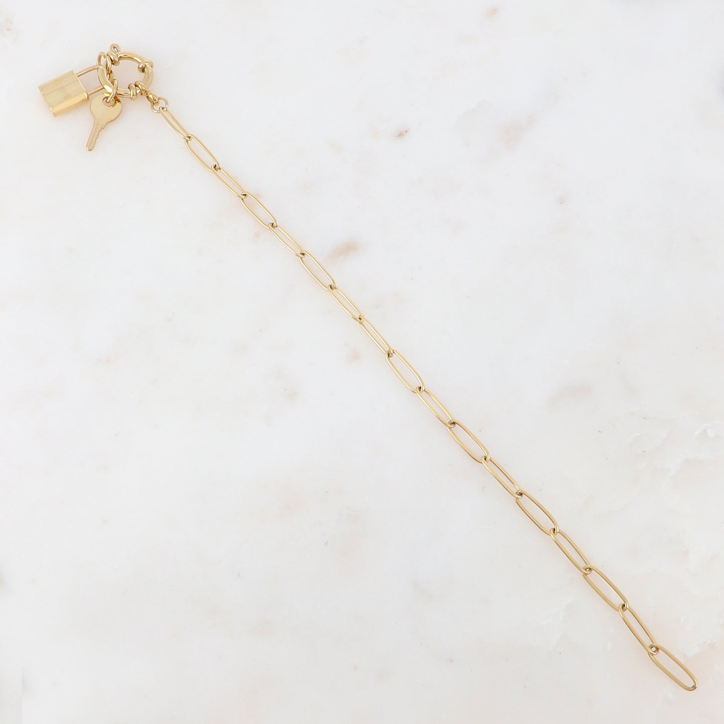 Bracelet en maille avec cadenas "AMOUR", clé