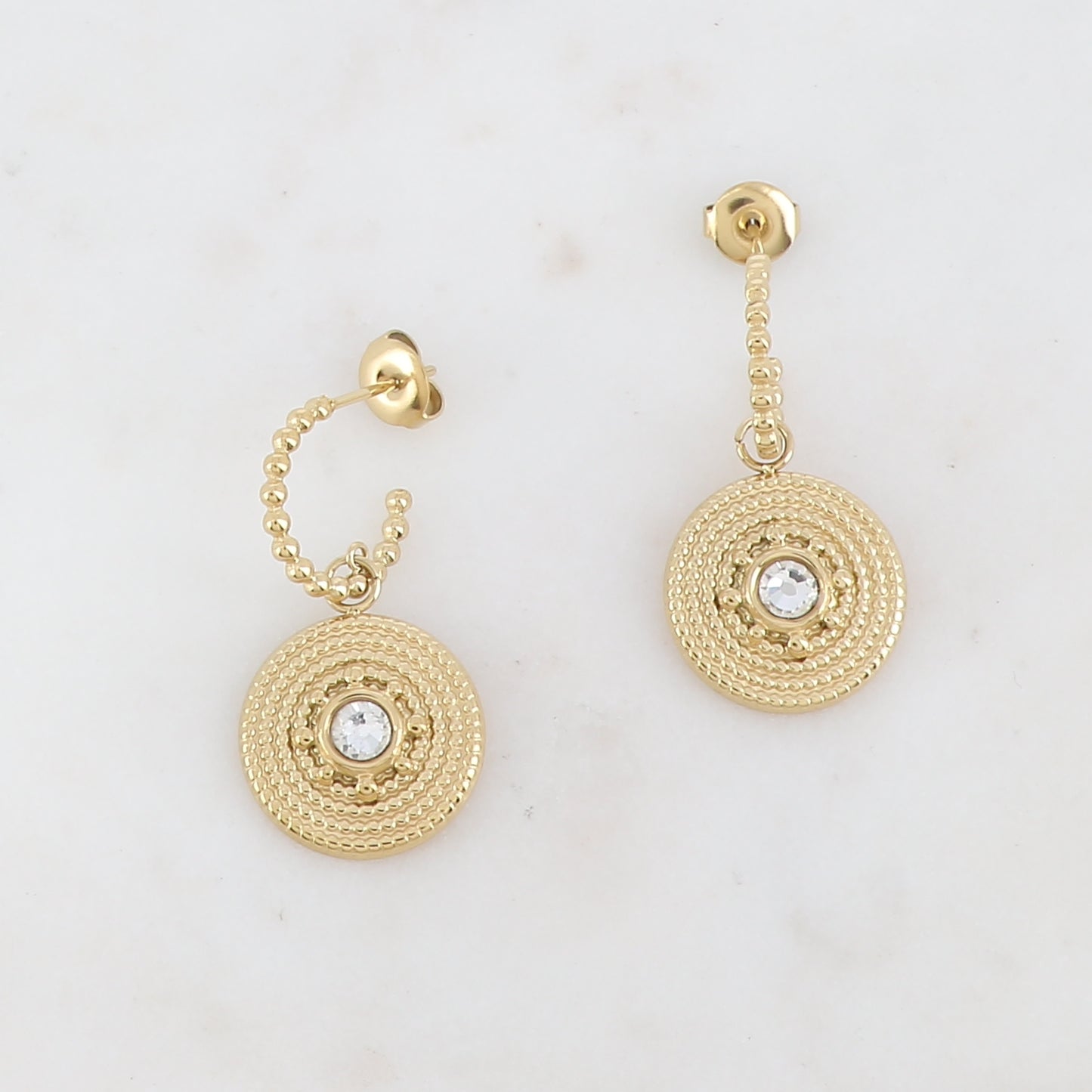 Créoles à puce avec strass 1,7x 3,2cm