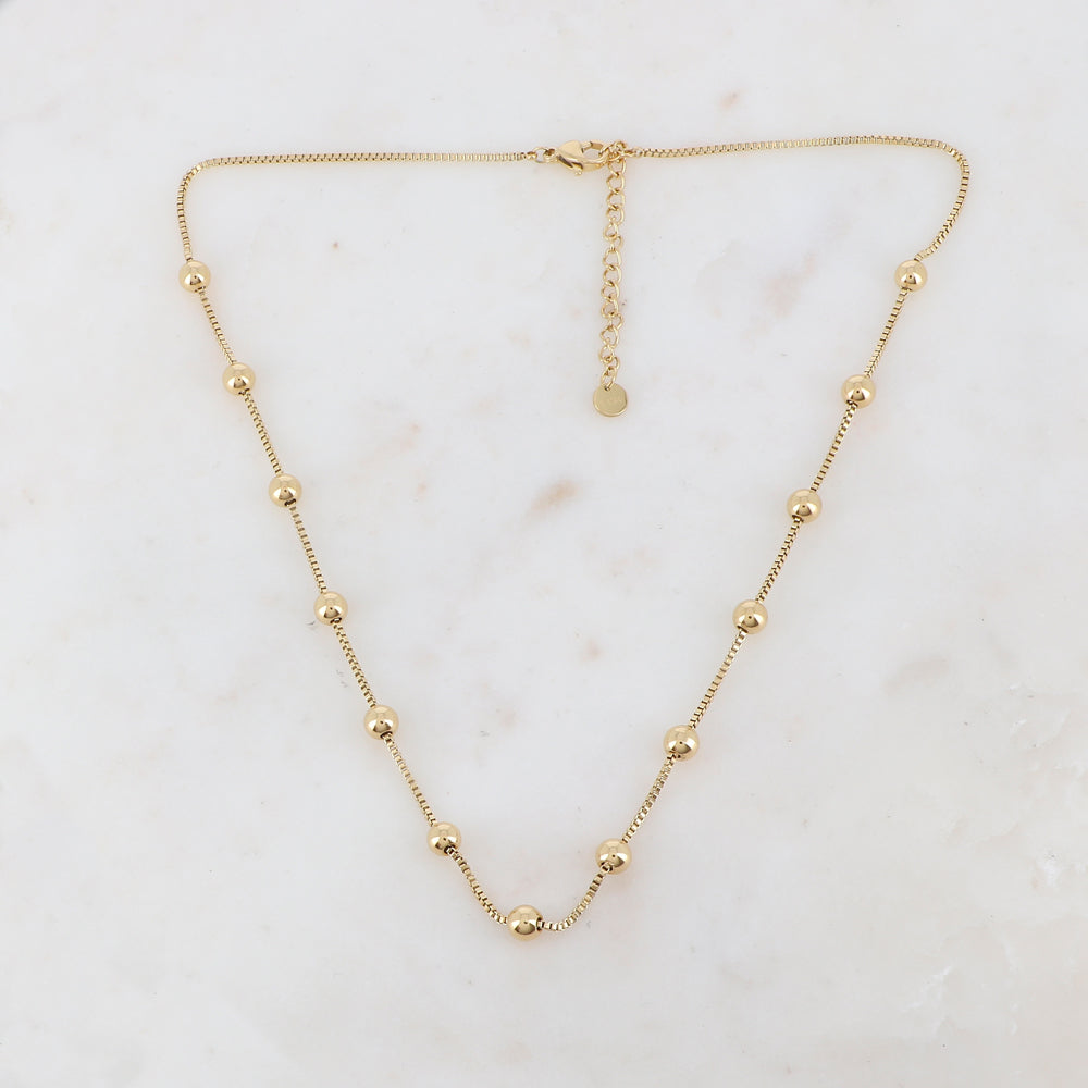 Collier doré avec boules lisses 40+5 cm
