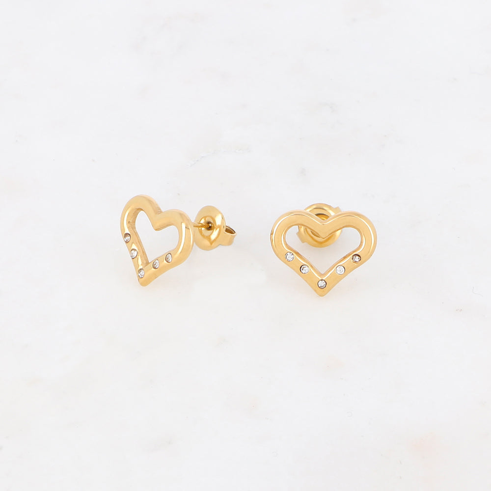 B.O à puce avec cœur et strass 1,2 x 1,4 cm