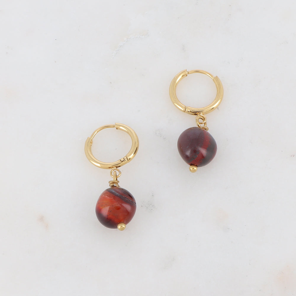Créoles avec pierres naturelles 0,9x2,8 cm