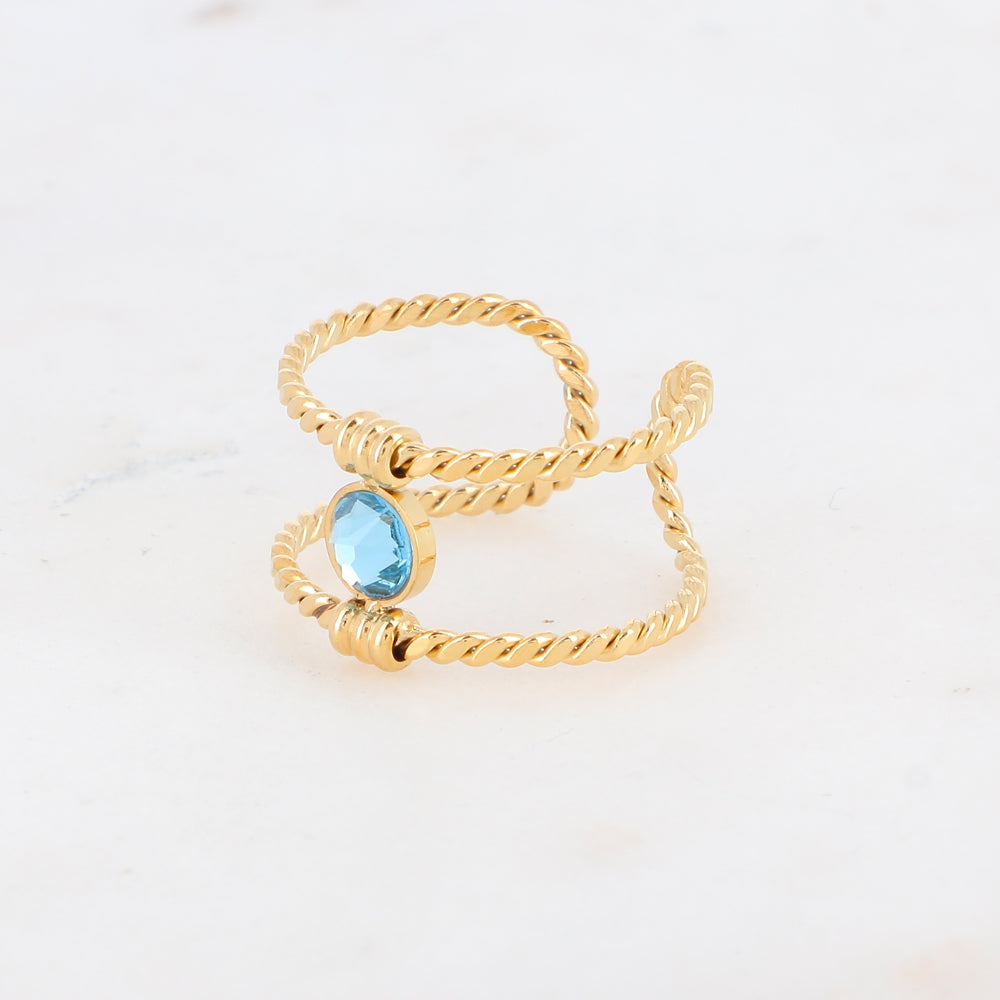 Bague tressée - orné de cristaux de Swarovski® PP20 - Aquamarine