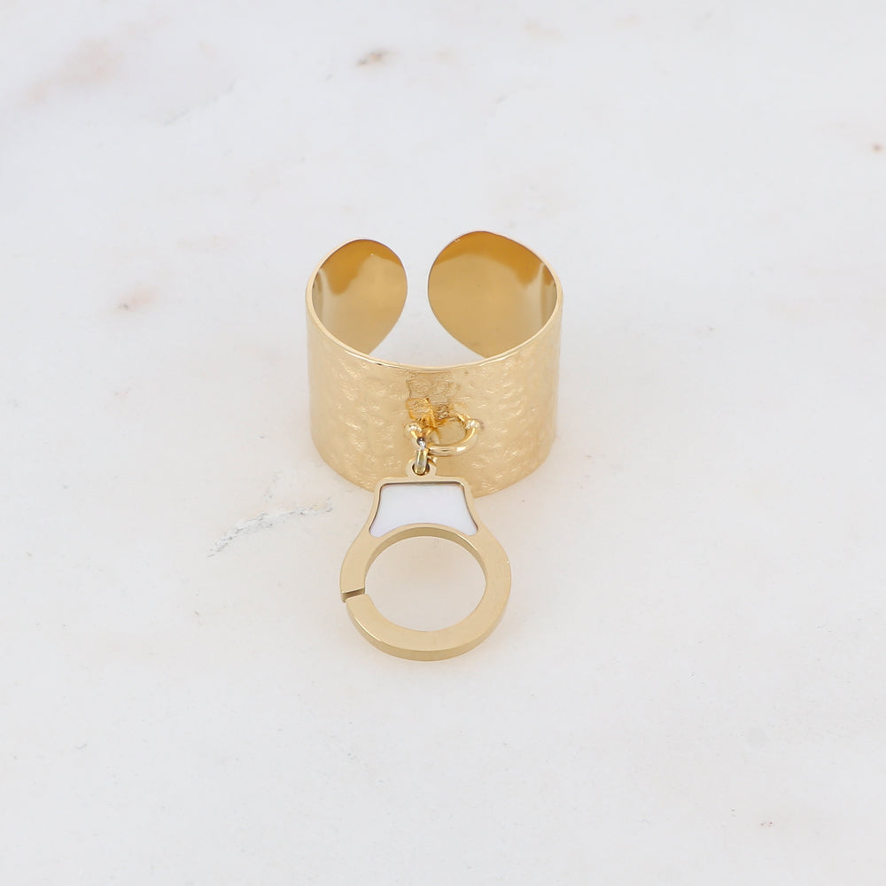 Bague pampille menotte et nacre