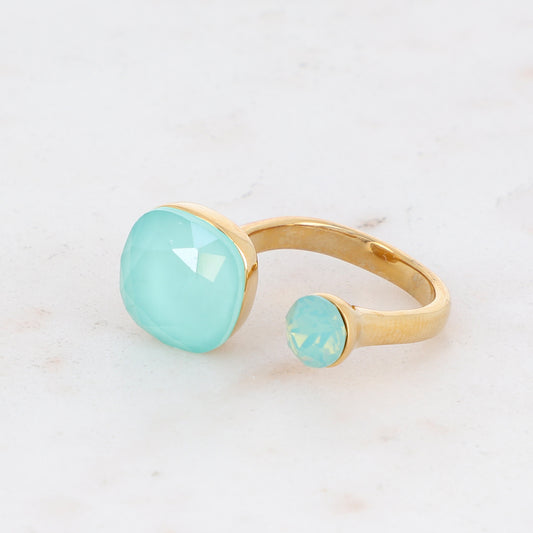 Bague - ornée de 2 cristaux de Swarovski® - Mint green & Pacific opal