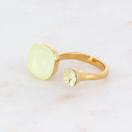 Bague - ornée de 2 cristaux de Swarovski® - Powder yellow & Jonquil