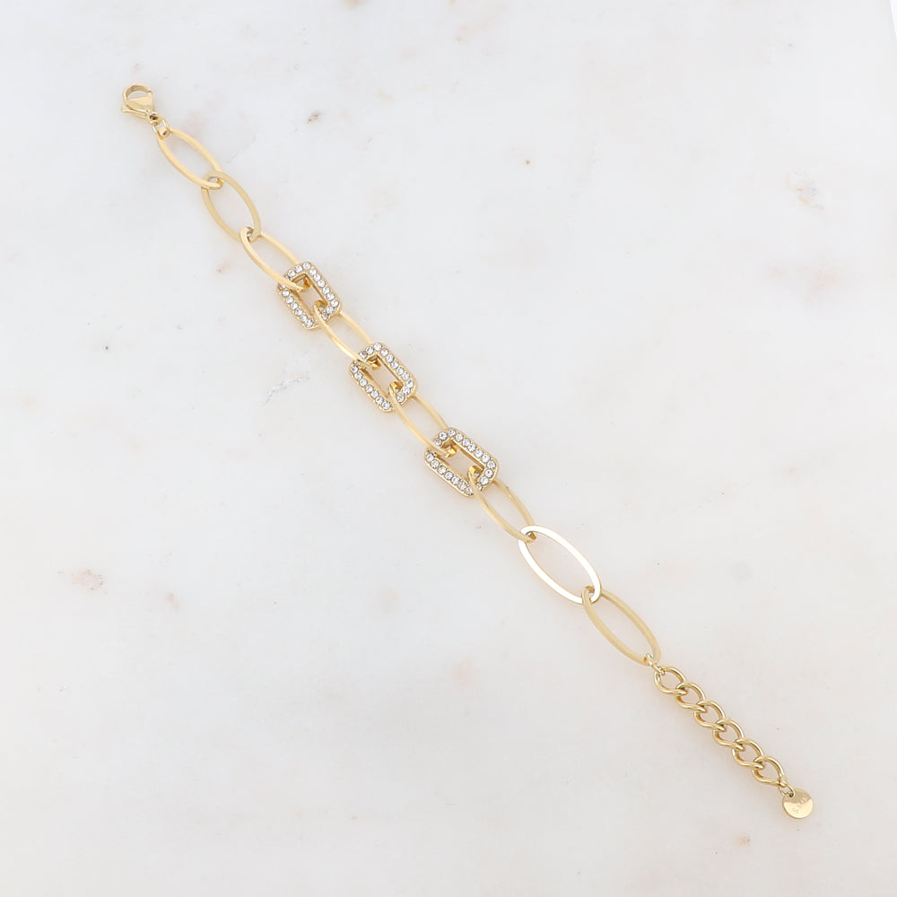 Bracelet maille multi-ovale avec strass