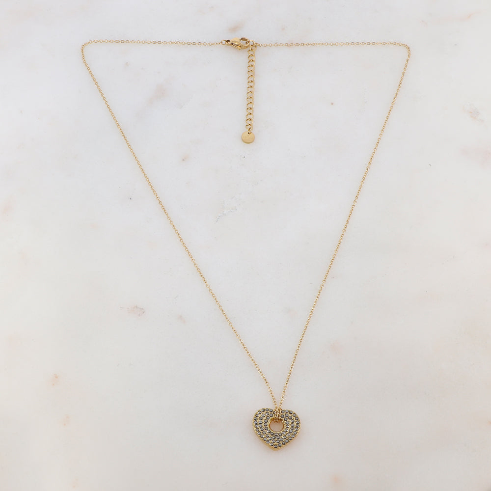 Collier doré avec pendentif en forme de cœur et hématite 47+5 cm