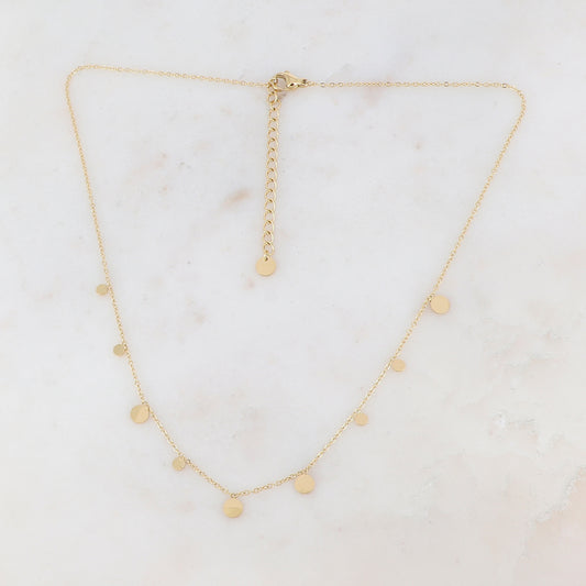 Collier doré orné de pampilles rondes 39+5 cm